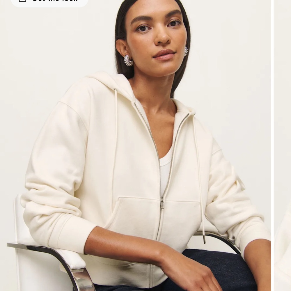 Cream Reformation Austin Zip Up Hoodie